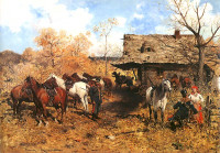  ALFRED WIERUSZ-KOWALSKI, "Postój ułanów", rok 1877 