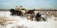  ALFRED WIERUSZ-KOWALSKI, "Zaatakowani przez wilki", rok 1880 