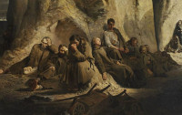 Jacek Malczewski, "Niedziela w kopalni", rok 1882. Obraz przedstawia życie zesłańców na Syberię