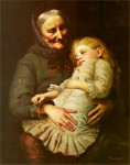 Aleksander Mroczkowski, "Babcia z wnuczką"