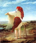 Henryk Rodakowski, "Chłopka międląca len przy pomocy tarlicy", rok 1859