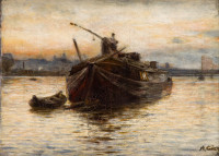  Aleksander Gierymski, "Znad Wisły. Barka na rzece", rok 1883 