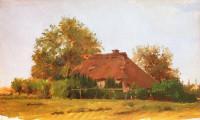 Roman Kochanowski, "Pejzaż z chałupą", rok 1882 