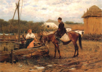 Józef Brandt, "Pogawędka przy studni", rok 1884