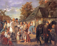 Józef Chełmoński, "Wypłata robocizny", rok 1869