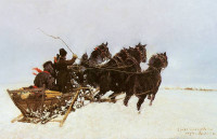 Józef Chełmoński, "Czwórka w zaspach", rok 1873