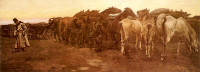 Józef Chełmoński, "Końskie wywczasy", 1879